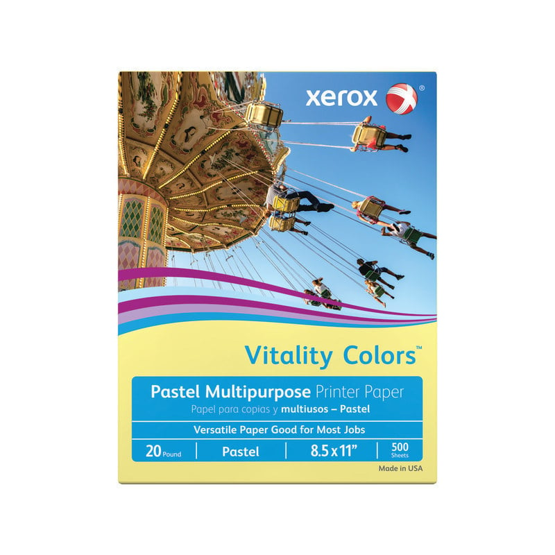 Xerox Vitality Colors Color Multi-Use Printer & Copy Paper, Yellow, Letter (8.5in x 11in), 500 Sheets Per Ream, 20 Lb, 30% Recycled (Min Order Qty 8) MPN:3R11053