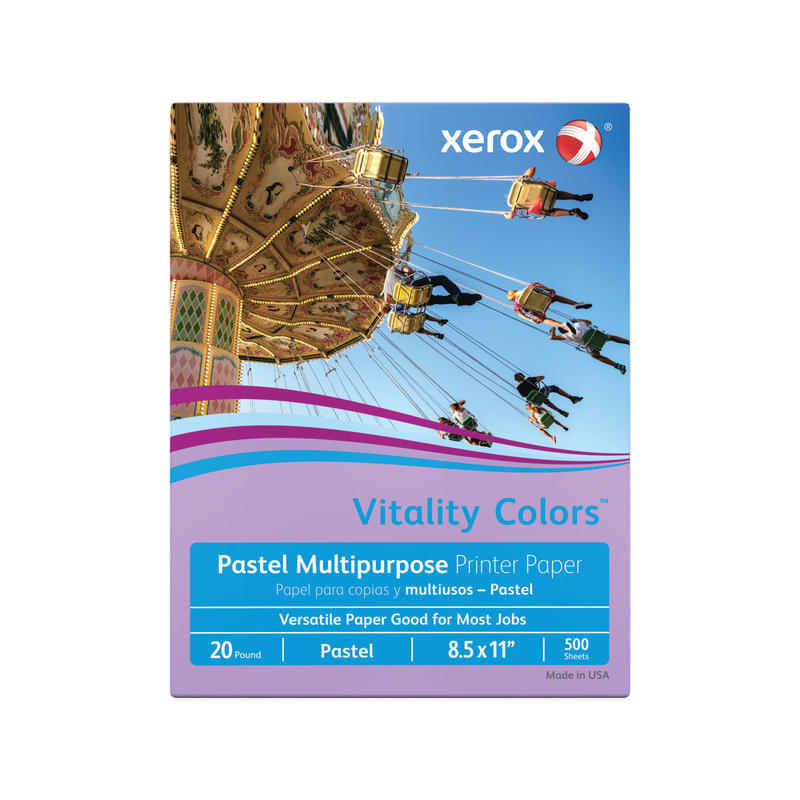 Xerox Vitality Colors Color Multi-Use Printer & Copy Paper, Lilac, Letter (8.5in x 11in), 500 Sheets Per Ream, 20 Lb, 30% Recycled (Min Order Qty 9) MPN:3R11230
