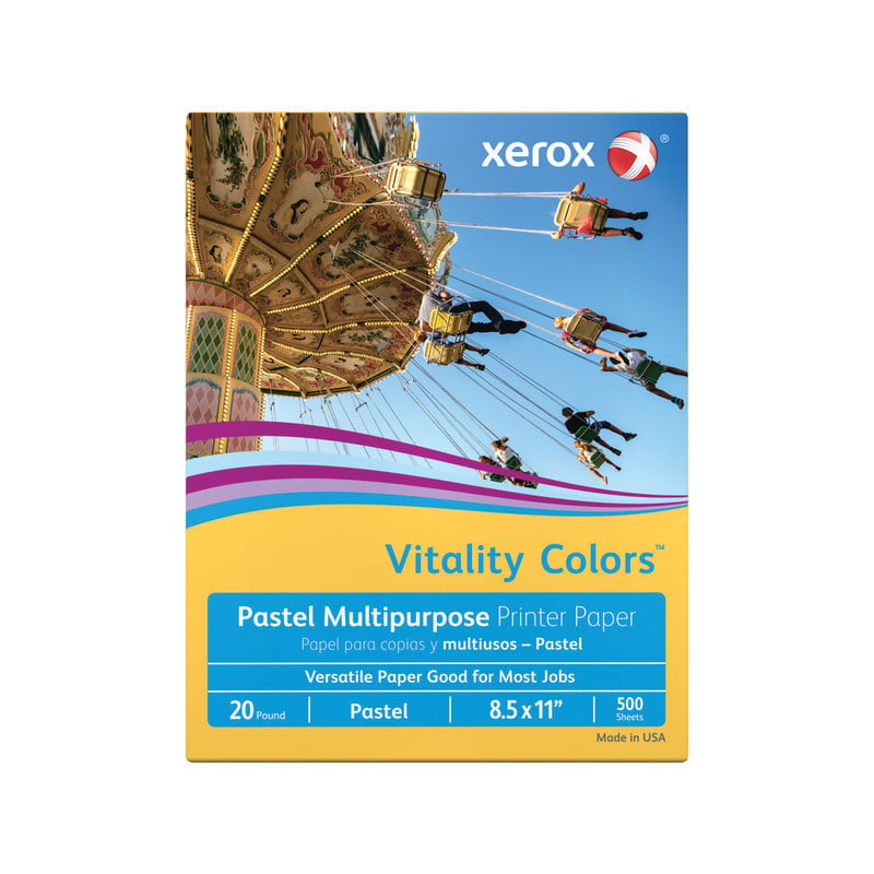 Xerox Vitality Colors Color Multi-Use Printer & Copy Paper, Goldenrod, Letter (8.5in x 11in), 500 Sheets Per Ream, 20 Lb, 30% Recycled (Min Order Qty 9) MPN:C1120XGD/USE 116996