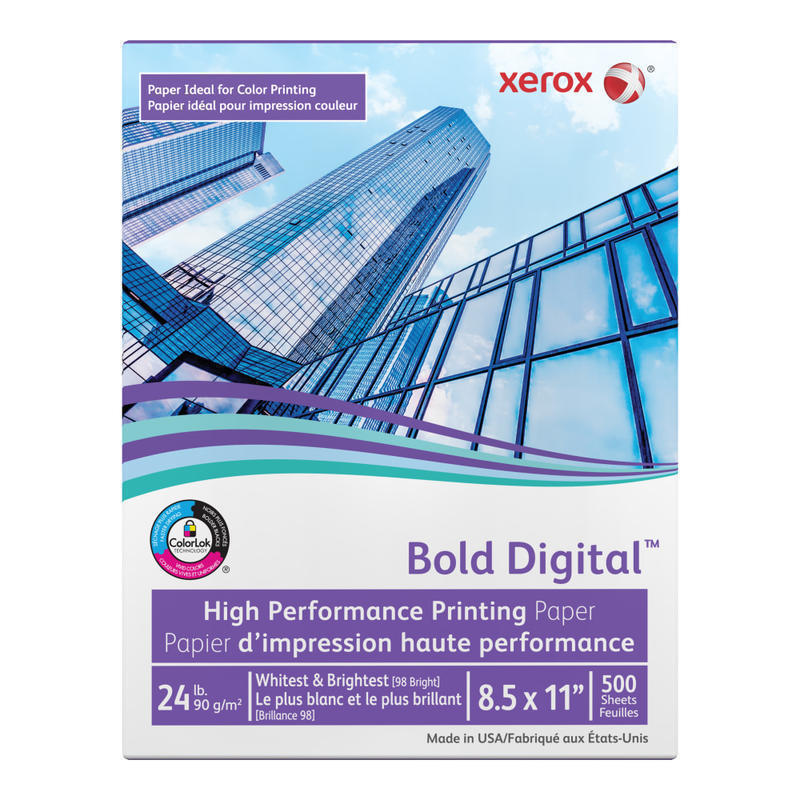 Xerox Bold Digital Printing Paper, Letter Size (8 1/2in x 11in), 98 (U.S.) Brightness, 24 Lb, FSC Certified, Ream Of 500 sheets (Min Order Qty 7) MPN:3R11540