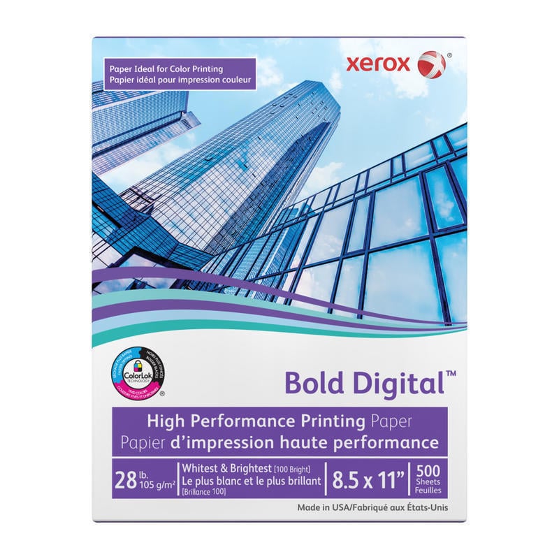 Xerox Bold Digital Printing Paper, Letter Size (8 1/2in x 11in), 100 (U.S.) Brightness, 28 Lb, FSC Certified, Ream Of 500 sheets (Min Order Qty 5) MPN:3R11760