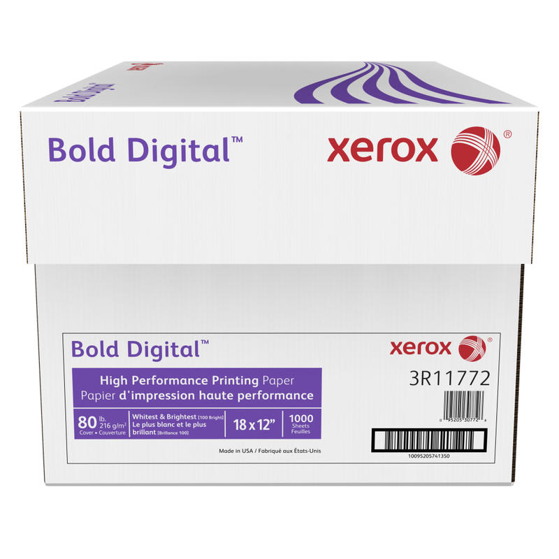 Xerox Bold Digital Printing Paper, Tabloid Extra Size (18in x 12in), 100 (U.S.) Brightness, 80 Lb Cover (216 gsm), FSC Certified, 250 Sheets Per Ream, Case Of 4 Reams MPN:3R11772