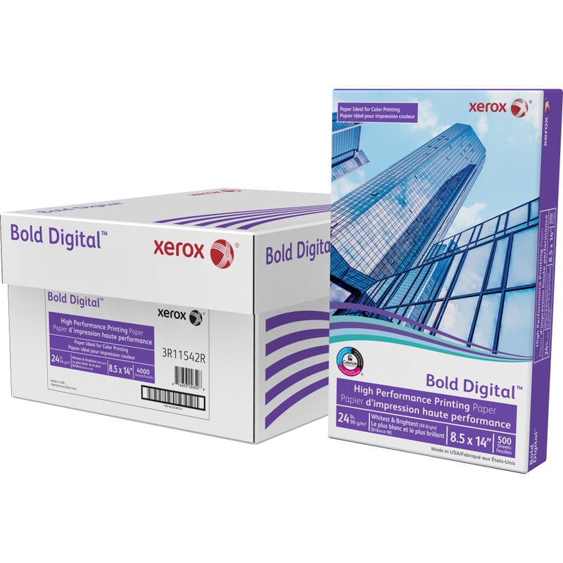 Xerox Bold Multi-Use Printer & Copy Paper, White, Legal (8.5in x 14in), 500 Sheets Per Ream, 24 Lb, 98 U.S. Brightness (Min Order Qty 4) MPN:3R11542R