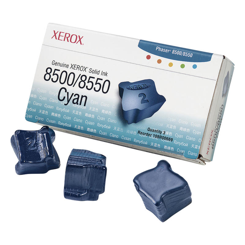 Xerox 8500 Phaser Cyan Solid Ink, Pack Of 3, 108R00669 MPN:108R00669