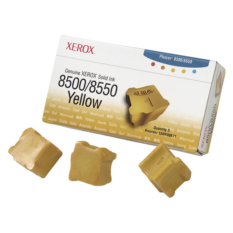 Xerox 8500 Phaser Yellow Solid Ink, Pack Of 3, 108R00671 MPN:108R00671