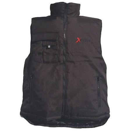 Men's Insulated Vest, Nylon, Zipper and Snap, Black, 3XL MPN:5705-RXL3B