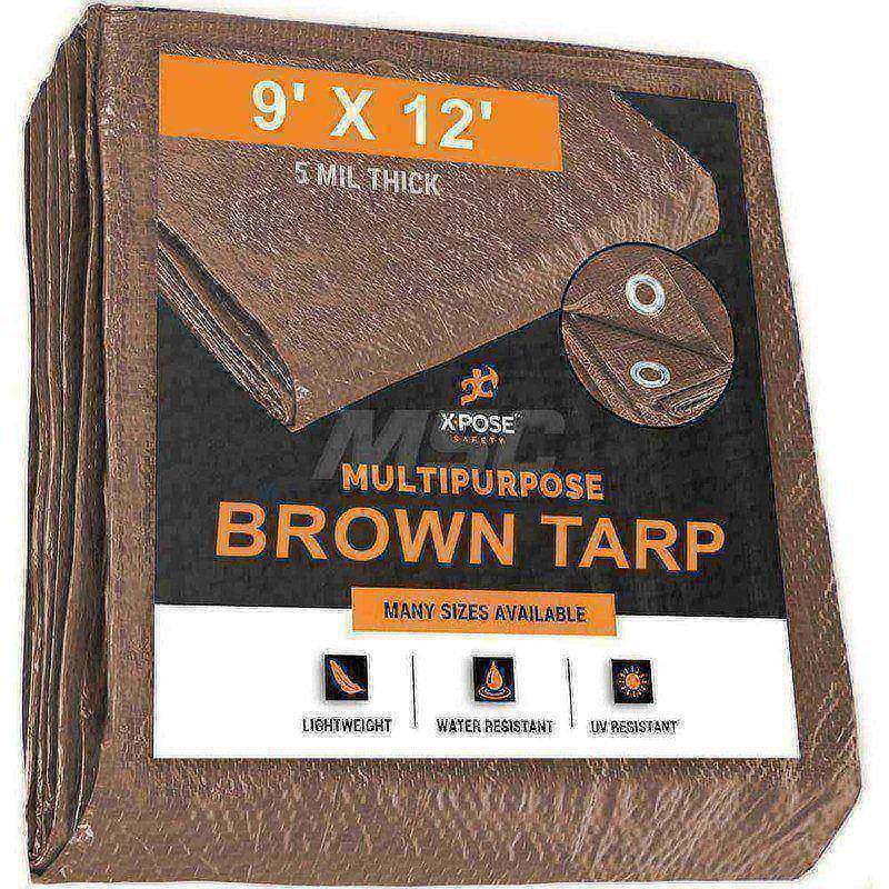 Tarp/Dust Cover: Brown, Rectangle, Polyethylene, 12' Long x 9' Wide, 5 mil MPN:BRT-912-X