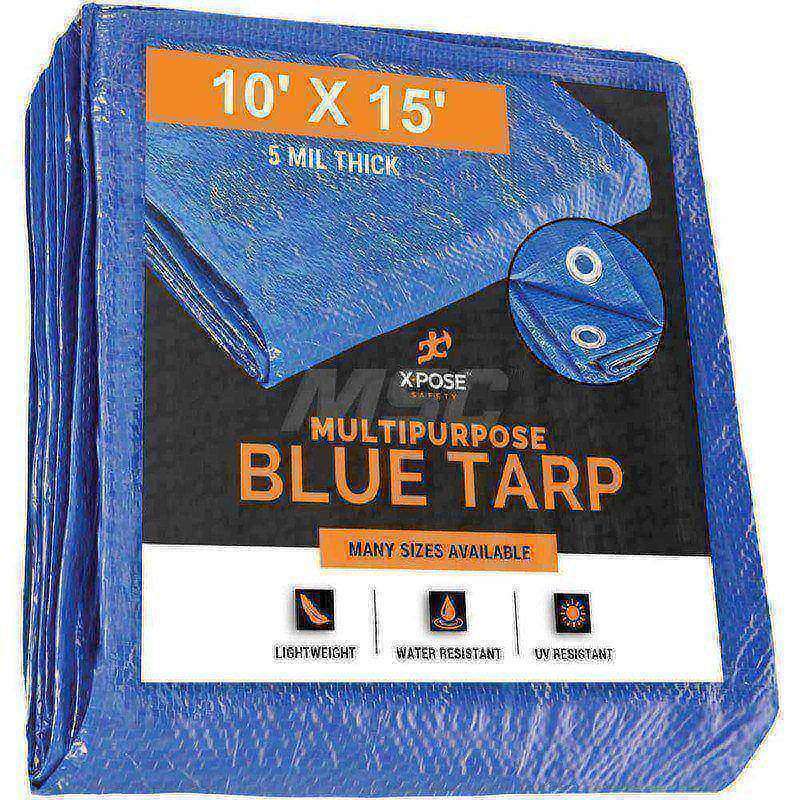 Tarp/Dust Cover: Blue, Rectangle, Polyethylene, 15' Long x 10' Wide, 5 mil MPN:BT-1015-X