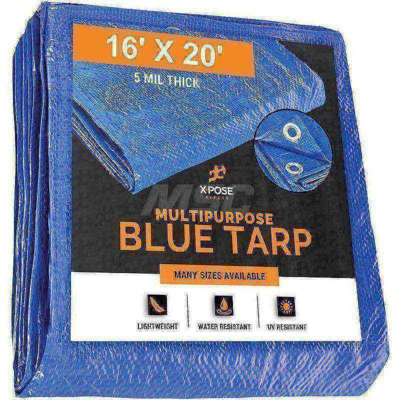 Tarp/Dust Cover: Blue, Rectangle, Polyethylene, 20' Long x 16' Wide, 5 mil MPN:BT-1620-A