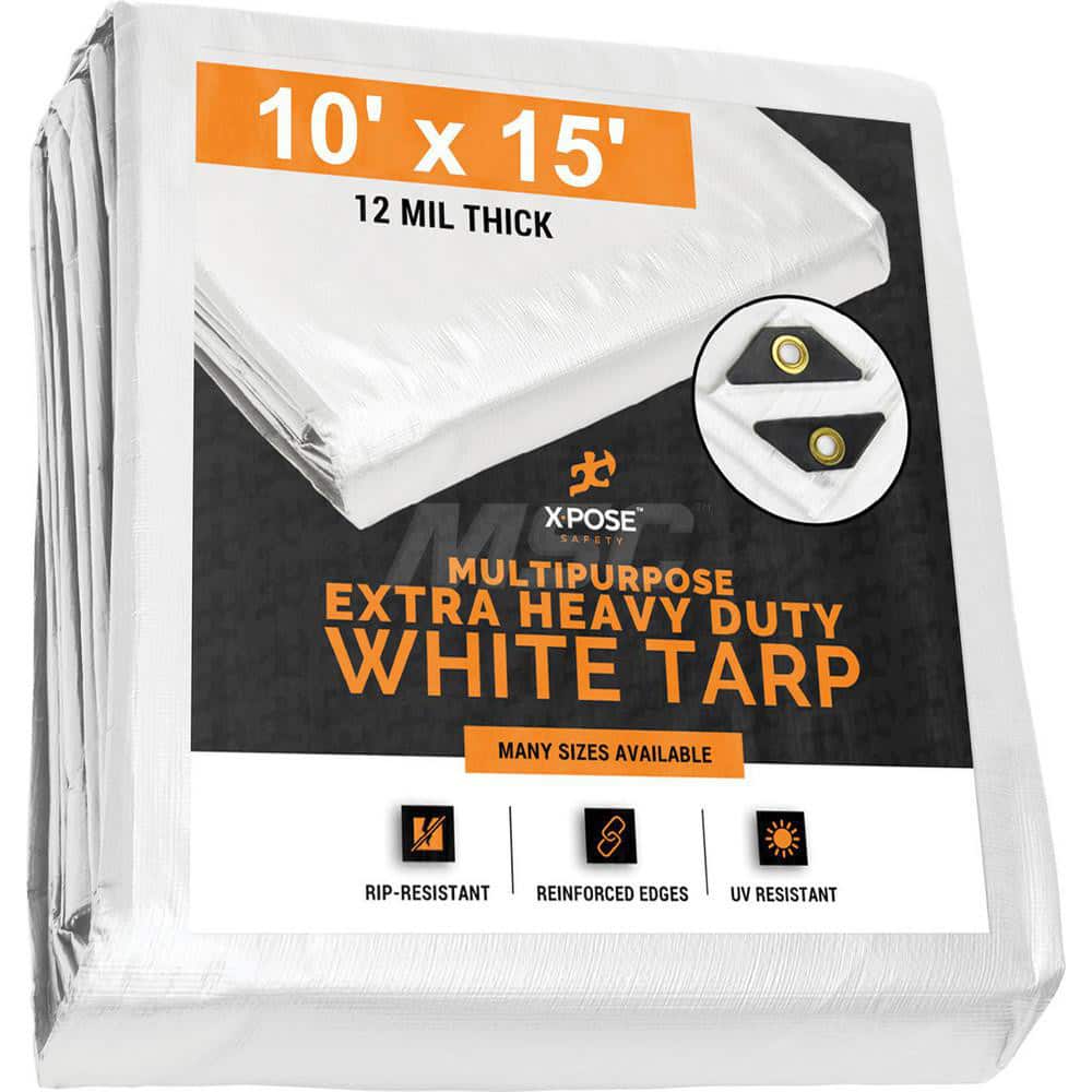 Tarp/Dust Cover: White, Rectangle, Polyethylene, 15' Long x 10' Wide, 12 mil MPN:WHD-1015-X