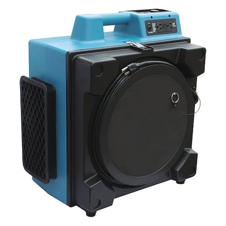 HEPA Air Scrubber W/ Built-In GFCI Power Outlets and 3-Stage Filter System, 1/2 HP, 600 CFM, 2.8 Amps, Variable Speed, Blue MPN:X-3400A