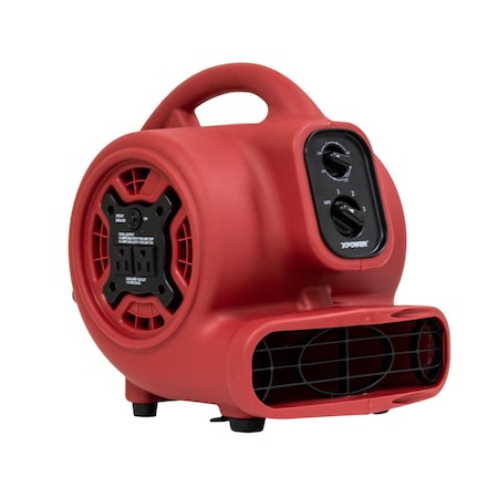 Mini Mighty Air Mover W/ Power Outlets and 3 hr Timer, 1/4 HP, 925 CFM, 2.3 Amps, 4 Positions, 3 Speeds MPN:P-230AT-Red