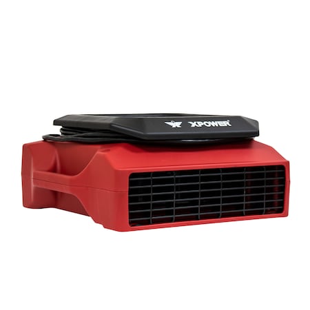 Low Profile Air Mover W/ Power Outlets for Daisy Chain, 1/3 HP, 1050 CFM, 2.8 Amps, 2 Positions, 3 Speeds MPN:PL-700A-Red