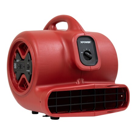 Air Mover W/ GFCI Power Outlets for Daisy Chain, 1/3 HP, 2400 CFM, 3.8 Amps, 4 Positions, 3 Speeds MPN:X-600A-Red