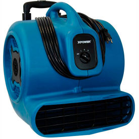 XPOWER Stackable Air Mover With Telescopic Handle & Wheels 3 Speed 3/4 HP 3200 CFM P-800H-BLUE