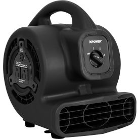 XPOWER® Mini Mighty Air Mover Utility Fan Blower with Built-in Power Outlets 1/8 HP 600 CFM P-80A-Black