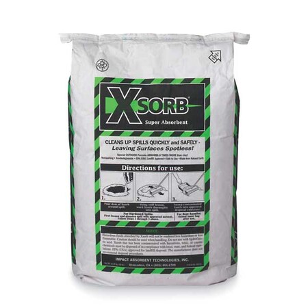 Loose Sorbent, 5 gal Absorbed per Package, 25 lb Bag, Inert Minerals, Not Scented, White MPN:XB25D