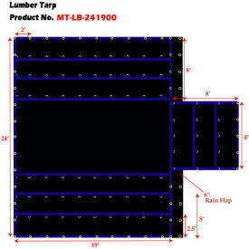 Xtarps MT-LB15-B2419 Flatbed Truck Tarp Light Weight Lumber Tarp w/ 8' Drop 24'W x 19'L Black MT-LB15-B2419