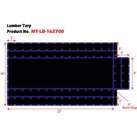 Xtarps MT-LB18-B1627 Heavy Duty Flatbed Truck Tarp Lumber Tarp 16'W x 27'L Black MT-LB18-B1627