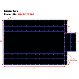 Xtarps MT-LB18-B2027 Heavy Duty Flatbed Truck Tarp Lumber Tarp 20'W x 27'L Black MT-LB18-B2027