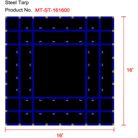 Xtarps MT-ST15-B1616 Flatbed Truck Tarp Light Weight Steel Tarp 16'W x 16'L Black MT-ST15-B1616