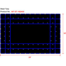 Xtarps MT-ST15-B1624 Flatbed Truck Tarp Light Weight Steel Tarp 16'W x 24'L Black MT-ST15-B1624
