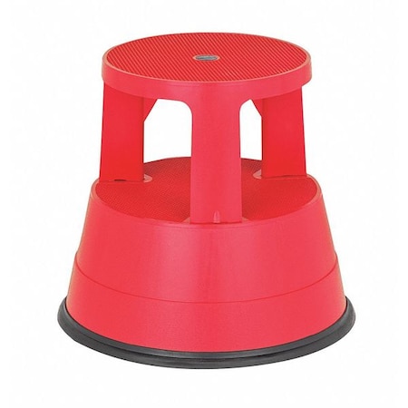Round Office Stool, 2 Steps, 300 lb Load Capacity, 15 in Overall Height, Plastic, Red MPN:961