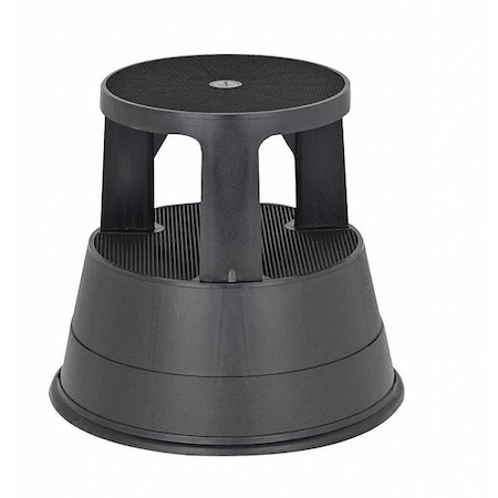 Round Office Stool, 2 Steps, 300 lb Load Capacity, 15 in Overall Height, Plastic, Black MPN:962
