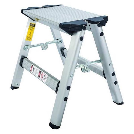 Step Stand, 1 Steps, 225 lb Load Capacity, 11 1/2 in Overall Height, Aluminum, Silver MPN:FT-1