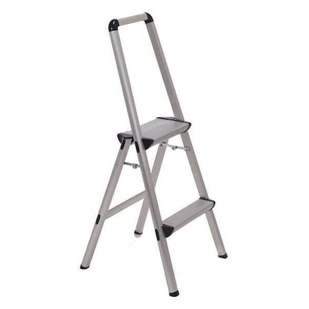 Folding Step, 2 Steps, 225 lb Load Capacity, 36 in Overall Height, Aluminum, Silver MPN:FT-2