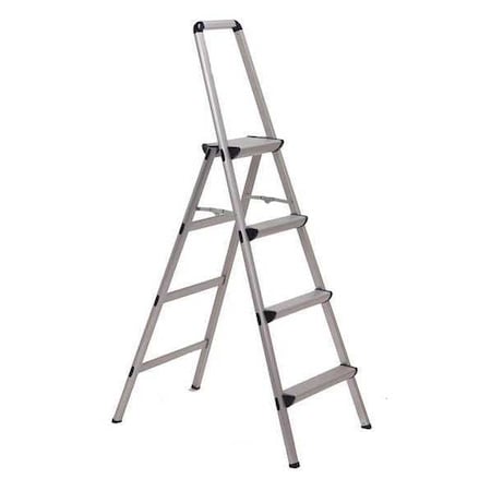 Folding Step, 4 Steps, 225 lb Load Capacity, 60 in Overall Height, Aluminum, Silver MPN:FT-4