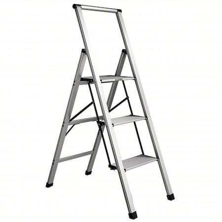 Light Step Stool, 3 Steps, 250 lb Load Capacity, 42 in Overall Height, Aluminum, Aluminum MPN:SL3H LITE
