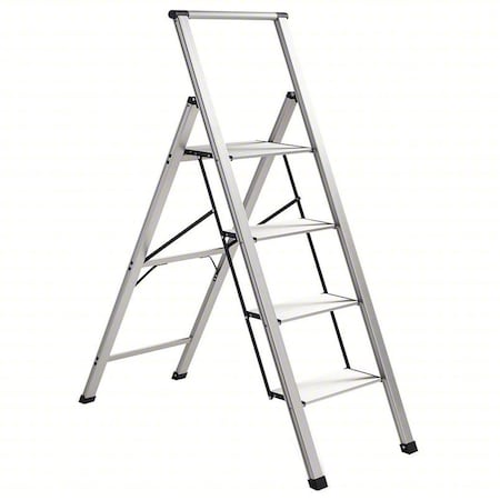 Light Step Stool, 4 Steps, 250 lb Load Capacity, 51 in Overall Height, Aluminum, Aluminum MPN:SL4H LITE