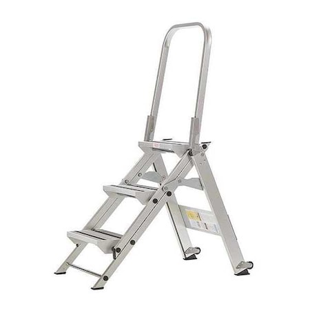 Folding Step, 3 Steps, 375 lb Load Capacity, 45 in Overall Height, Aluminum, Silver MPN:WT-3