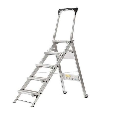 Folding Step, 5 Steps, 375 lb Load Capacity, 66 3/4 in Overall Height, Aluminum, Silver MPN:WT-5