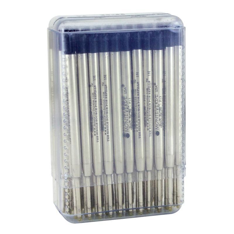 Monteverde Soft Roll Parker Style Ballpoint Refills, Medium Point, 0.7 mm, Blue/Black, Pack Of 50 MPN:P134BB
