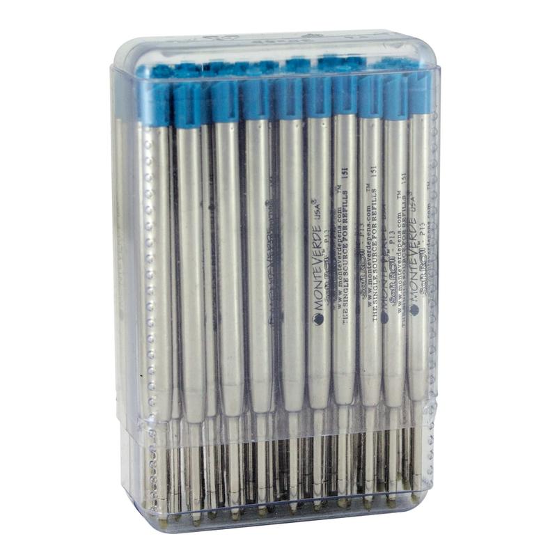 Monteverde Soft Roll Parker Style Ballpoint Refills, Medium Point, 0.7 mm, Blue, Pack Of 50 MPN:P134BU