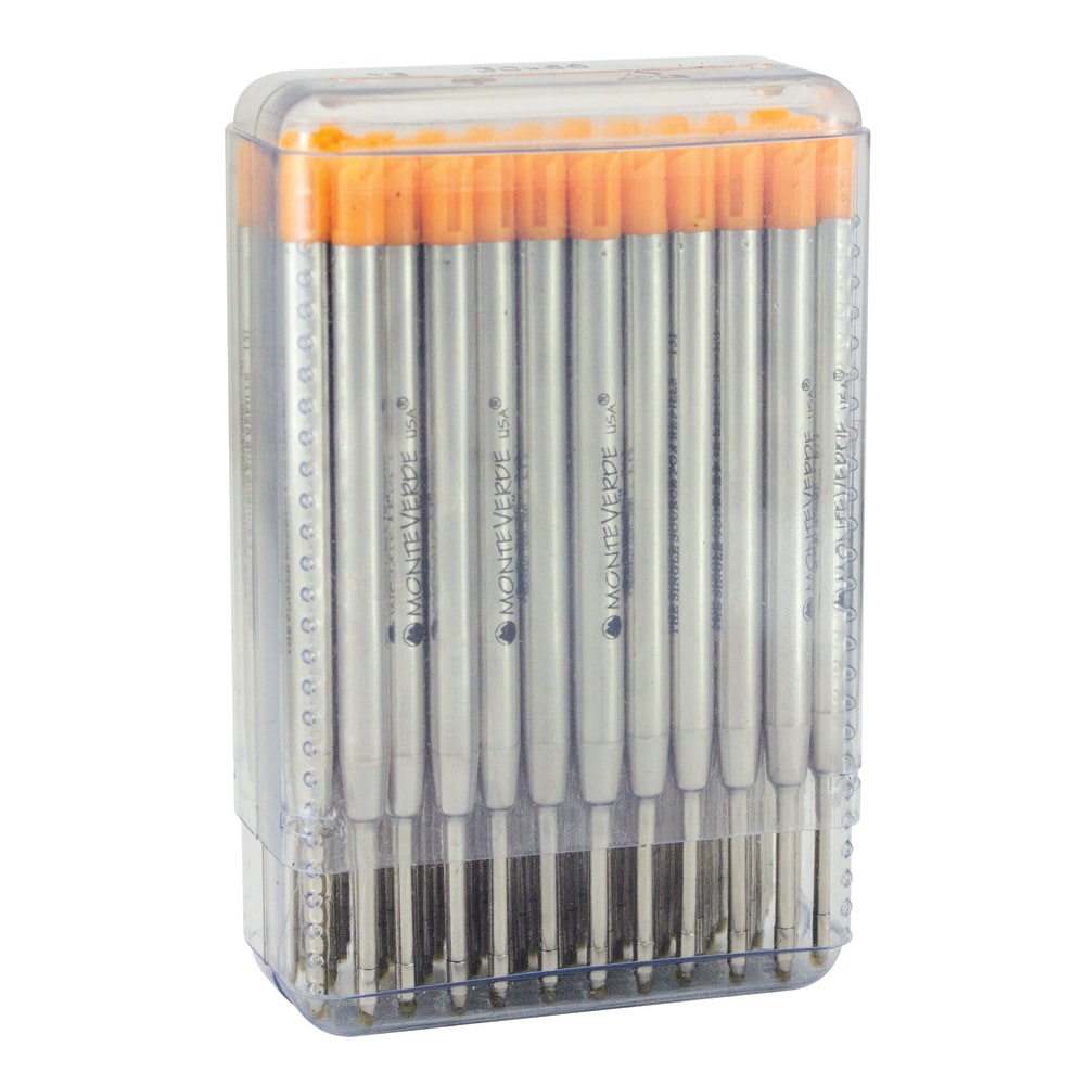Monteverde Soft Roll Parker Style Ballpoint Refills, Medium Point, 0.7 mm, Orange, Pack Of 50 MPN:P134OR