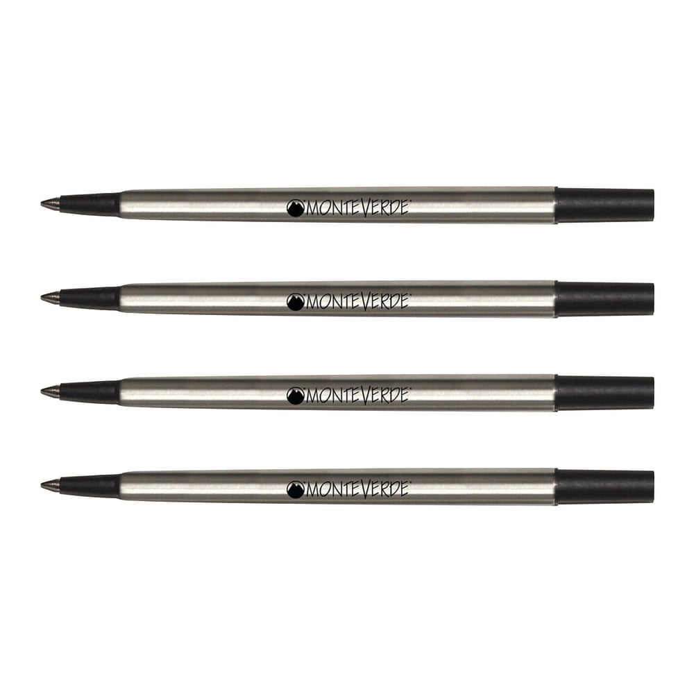 Monteverde Rollerball Refills For Parker Rollerball Pens, Fine Point, 0.5 mm, Black, Pack Of 4 Refills MPN:P223BK
