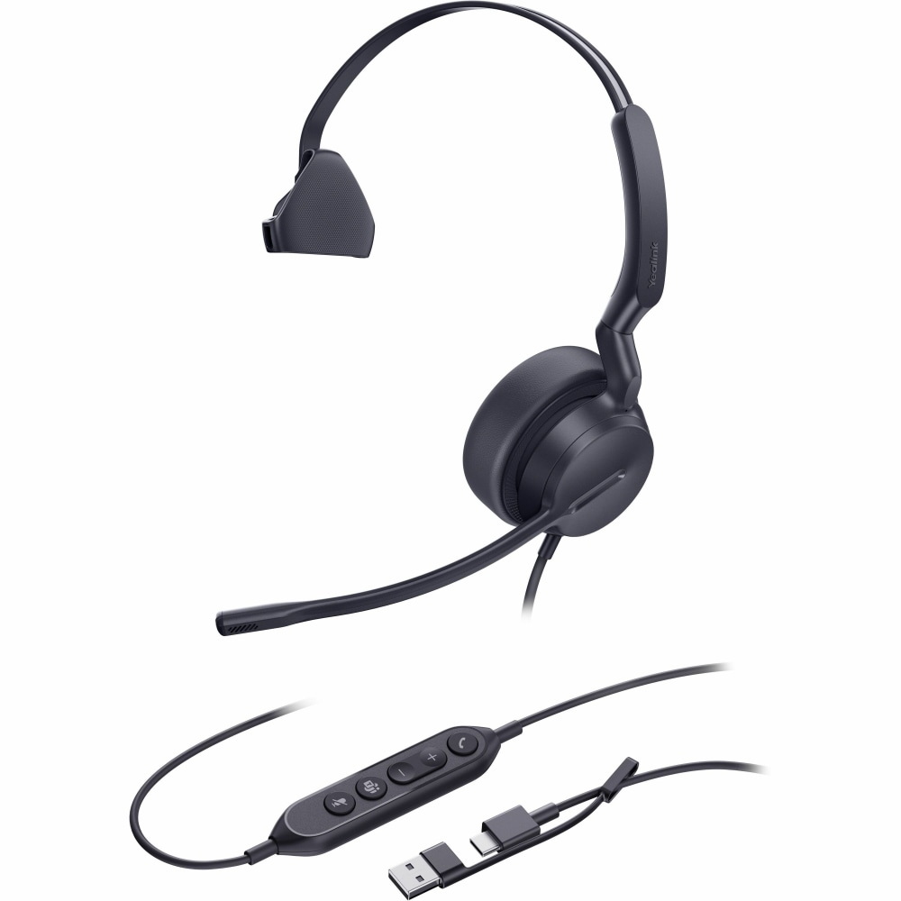 Yealink UH42 Wired Headset, Mono, 20 Hz to 20 kHz, Over-the-head, On-ear, Monaural, Supra-aural, 1.97ft Cable MPN:1308216