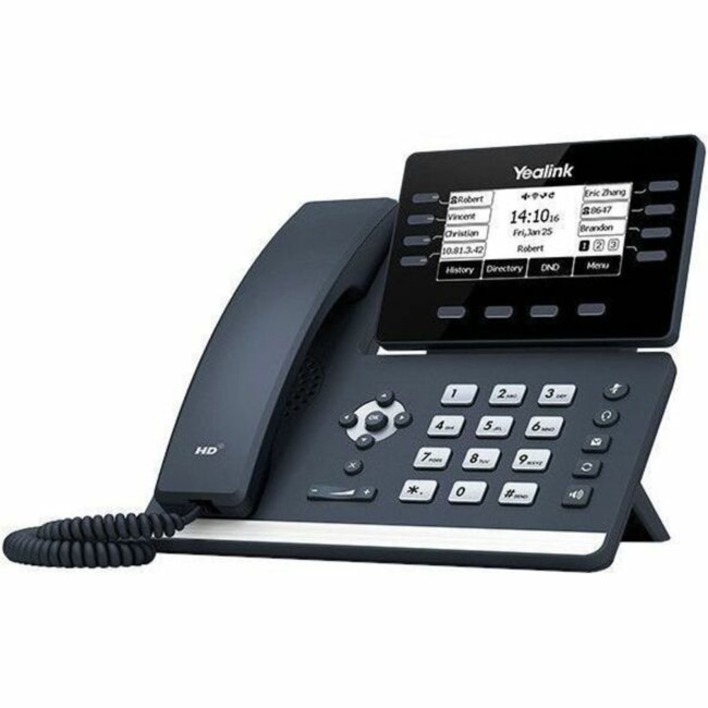 Yealink SIP-T53W IP Phone, Corded/Cordless, Corded/Cordless, Bluetooth, Wi-Fi, Wall Mountable, Desktop, Classic Gray, 1301087 MPN:1301087