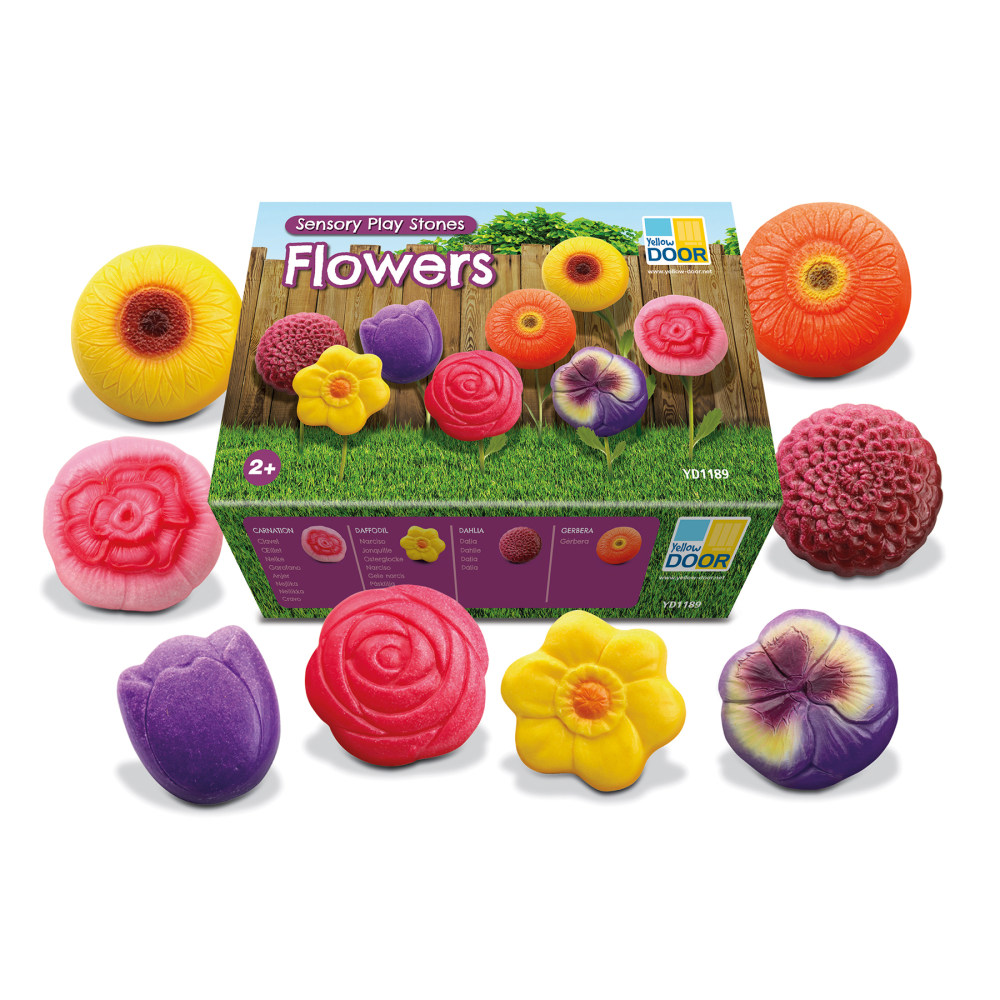 Yellow Door Sensory Stones, Flowers, Set Of 8 Stones MPN:YUS1189