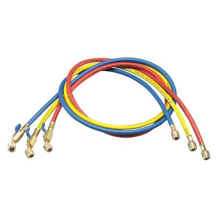 Manifold Hose Set, 36 In, Red, Yellow, Blue, Angle: 45 Degrees MPN:29983