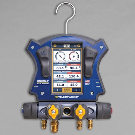 Manifold Gauge Set, 5 ft Hose, 4 Valves MPN:40880