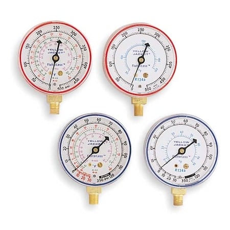 Gauge, 2-1/2 In Dia, High Side, Red, 500 psi MPN:49001