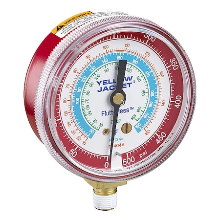 High Side Gauge, 2 1/2 in Dia, Red MPN:49015