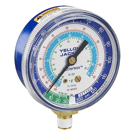 Low Side Gauge, 2 1/2 in Dia, Blue MPN:49016