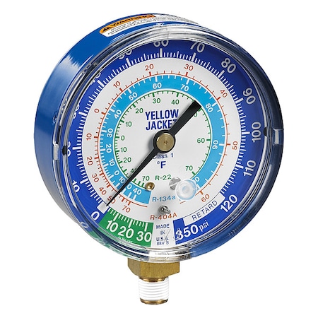 Low Side Gauge, 3 1/8 in Dia, Blue MPN:49106