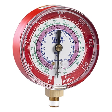 Test Gauge, 3 1/8 in Dia, Red, 800 psi MPN:49117