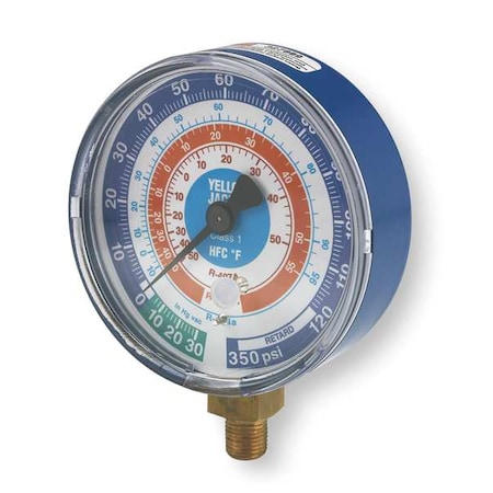 Gauge, 3-1/8 In Dia, Low Side, Blue, 350 psi MPN:49138